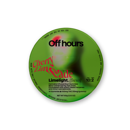 Photograph of product: Off Hours | Cherry Limeade "Limelight" (focus) Gummy | 10:2 TH-oui CBG 100MG