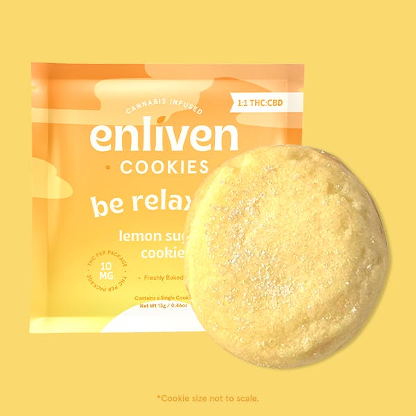 Photograph of product: ENLIVEN Cookies 10mg: Lemon Sugar 1:1 TH-oui:CBD 1pc