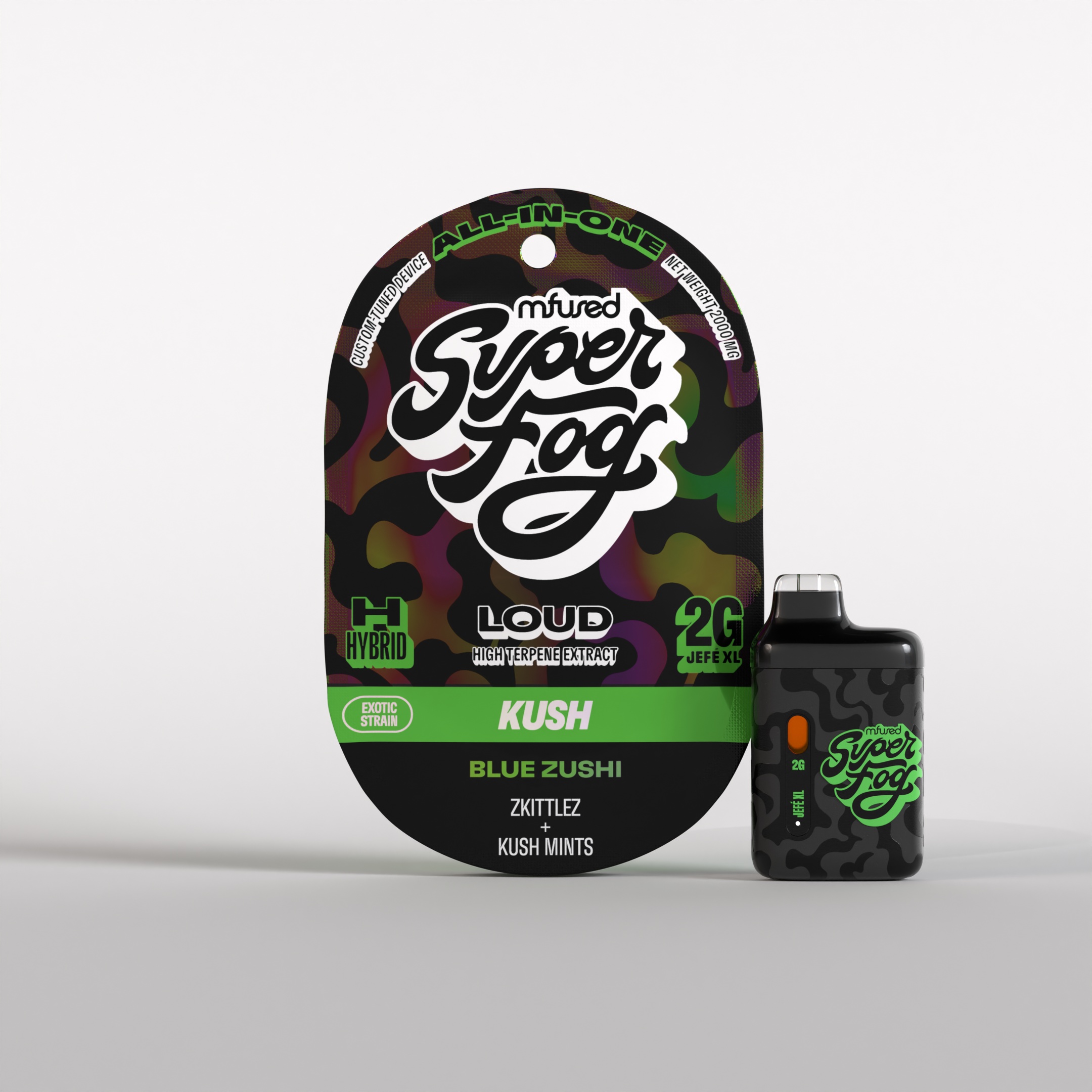 Photograph of product: 2000mg Blue Zushi Live Resin Loud AIO