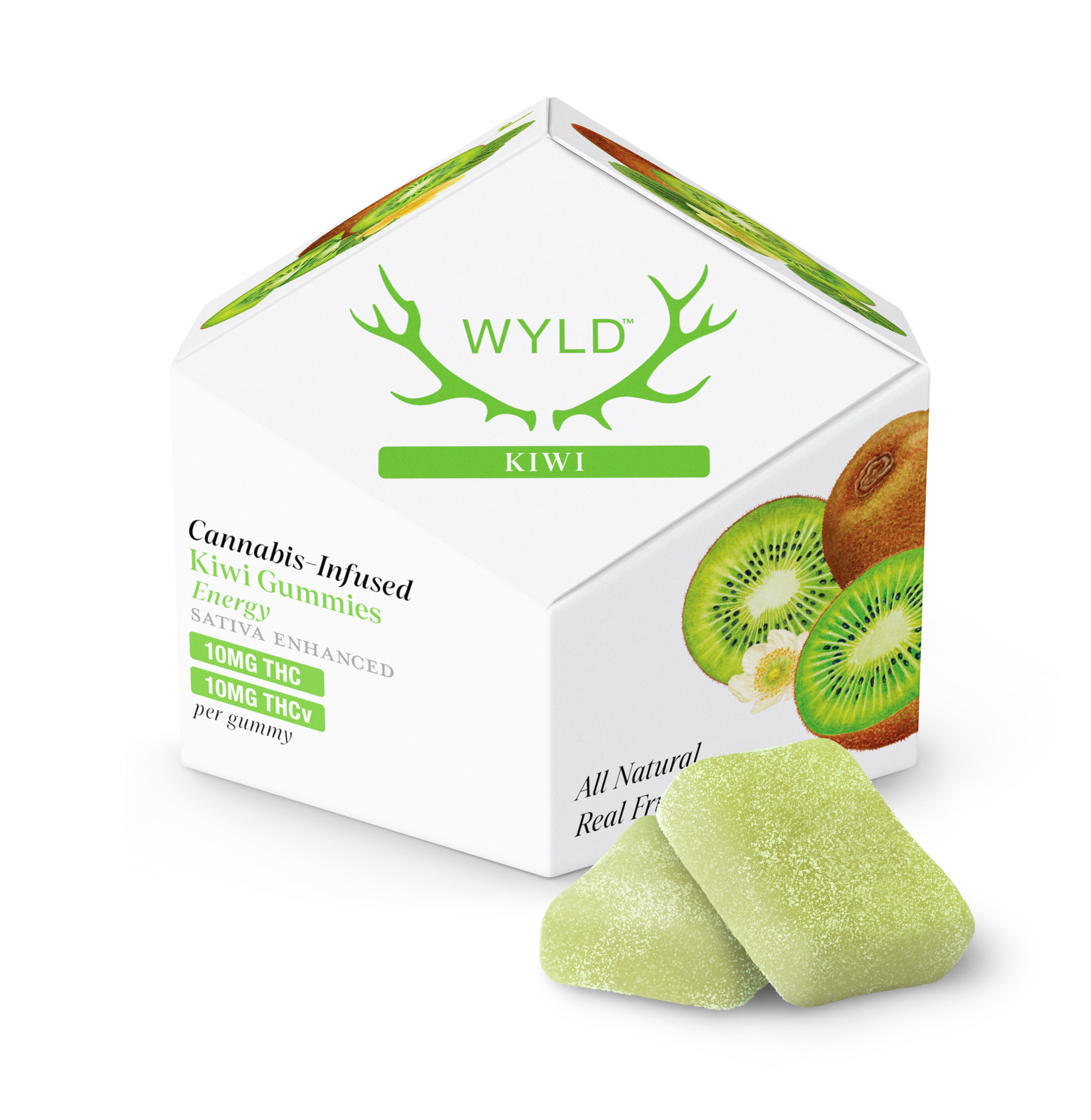 Photograph of product: Kiwi | 1:1 TH-ouiV:TH-oui Gummies | 100mg | 10-Pack