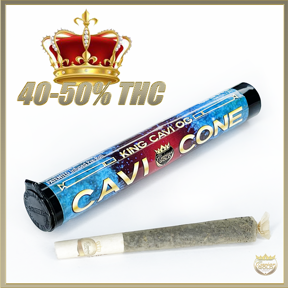 Photograph of product: Caviar Gold | Cavi Cone | King Cavi OG | 1.3g