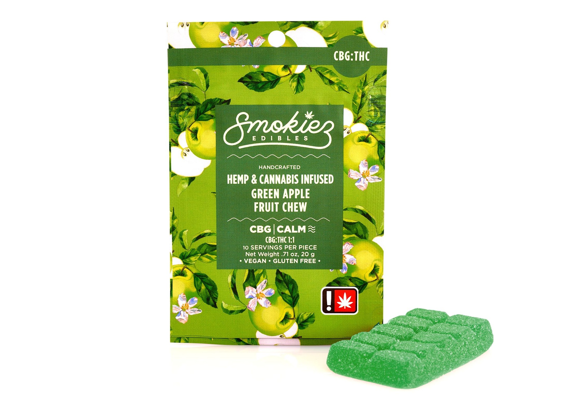 Photograph of product: CBG:TH-oui 1:1 Green Apple Scored-Single Piece 100mg TH-oui:100mg CBG  Fruit Chew