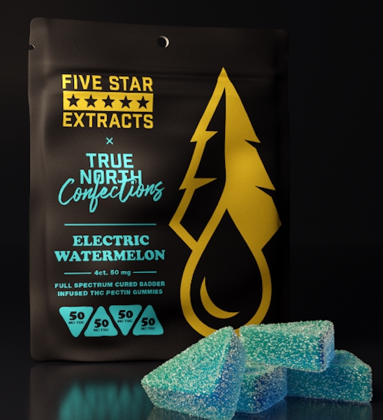 Photograph of product: True North x Five Star Extracts | Badder Gummies | Electric Watermelon | 200mg