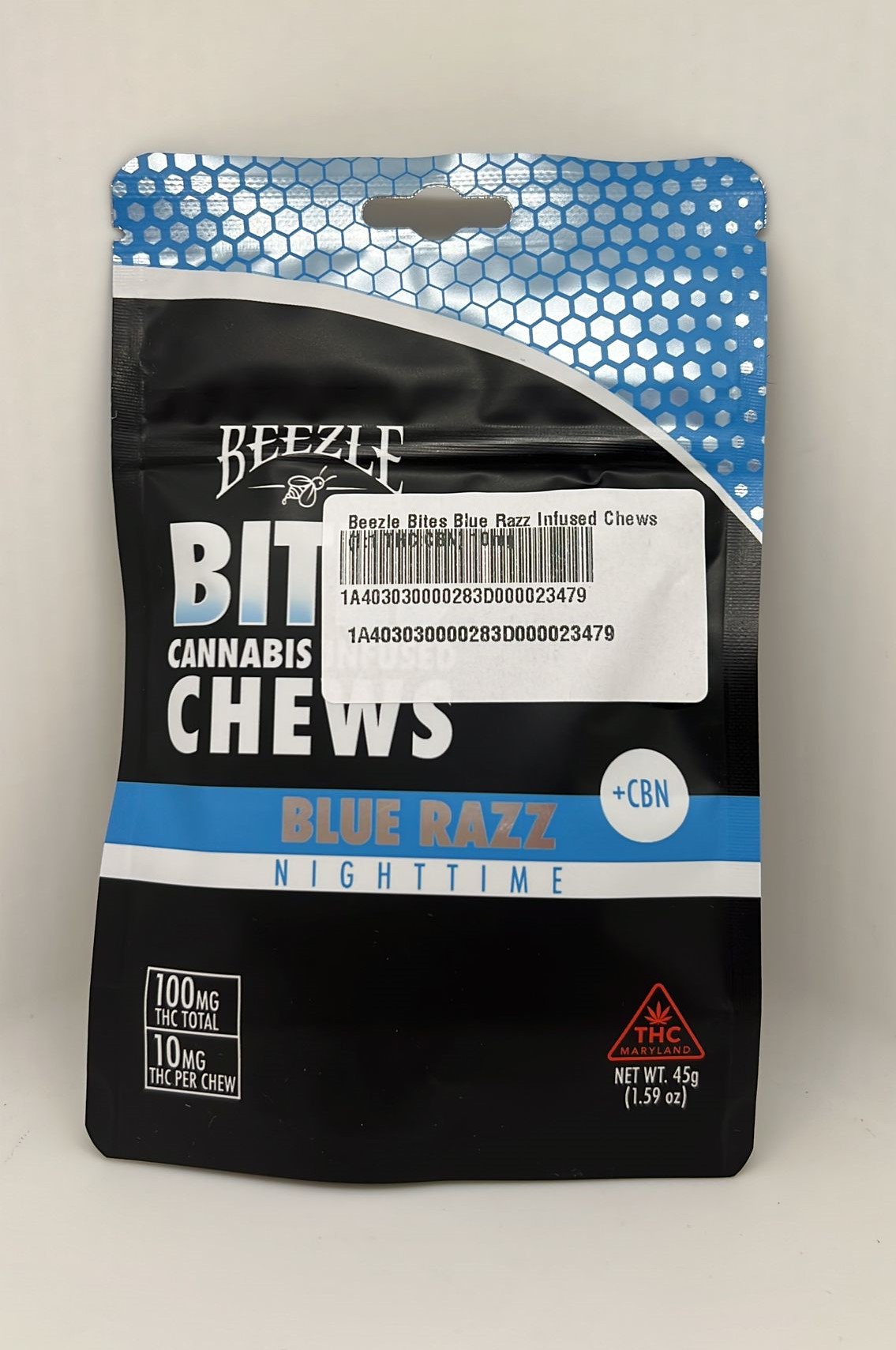 Photograph of product: Beezle Bites Blue Razz Infused Chews (1:1 TH-oui:CBN) 10mg