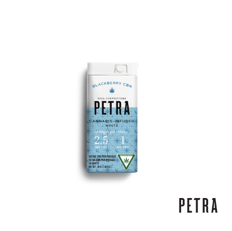Photograph of product: PETRA BLACKBERRY CBN PETRA MINTS 100MG