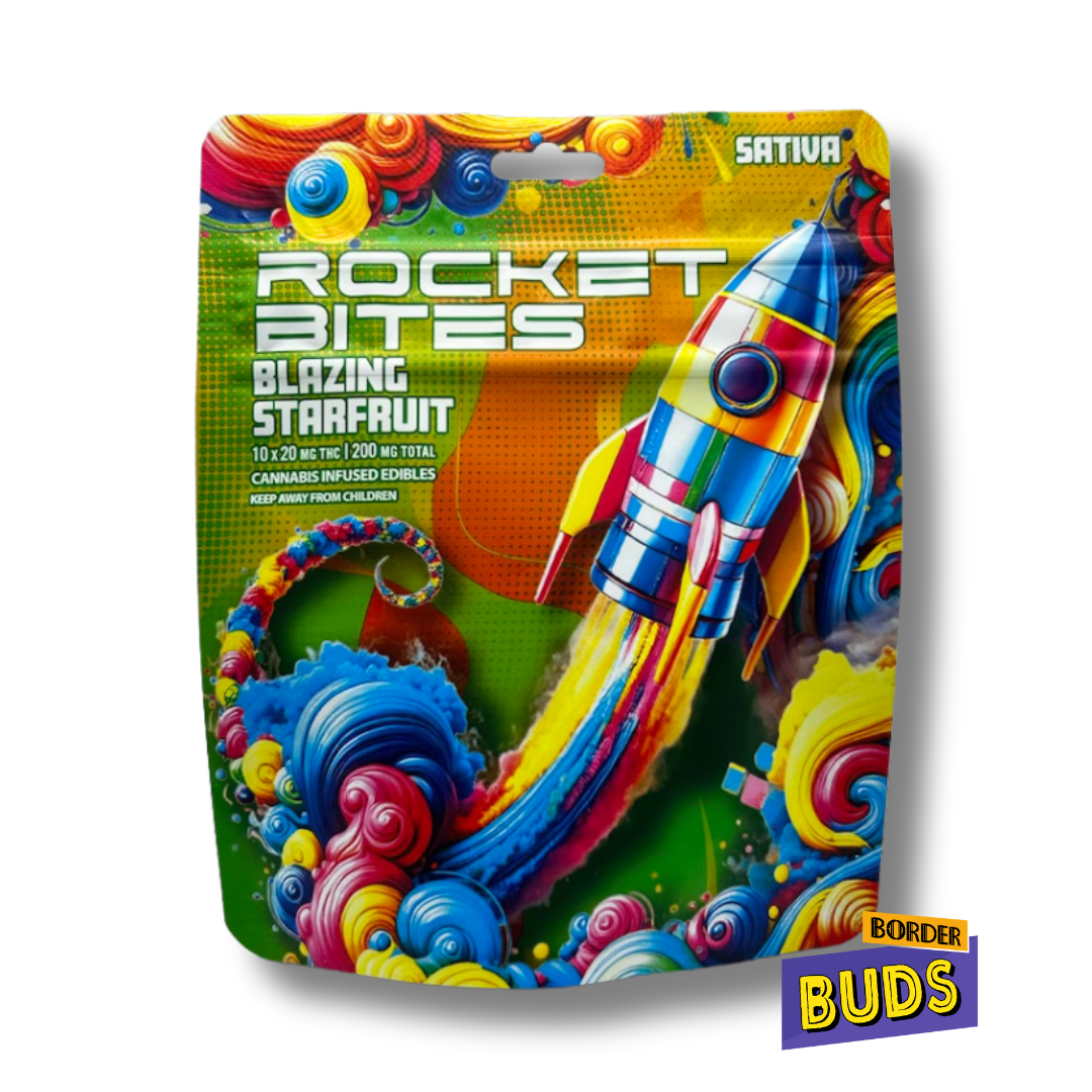 Photograph of product: Blazing Starfruit | Rocket Bites | 200mg | Gummies