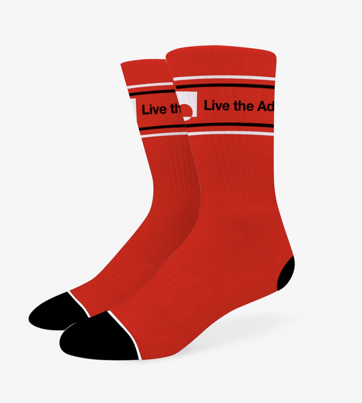 Photograph of product: Live the Adventure Crew Sock with Stash Pocket - Red