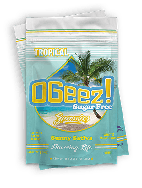 Photograph of product: OGeez! | Tropical Sunny Oui'd | Sugar Free | Gummies | 100mg