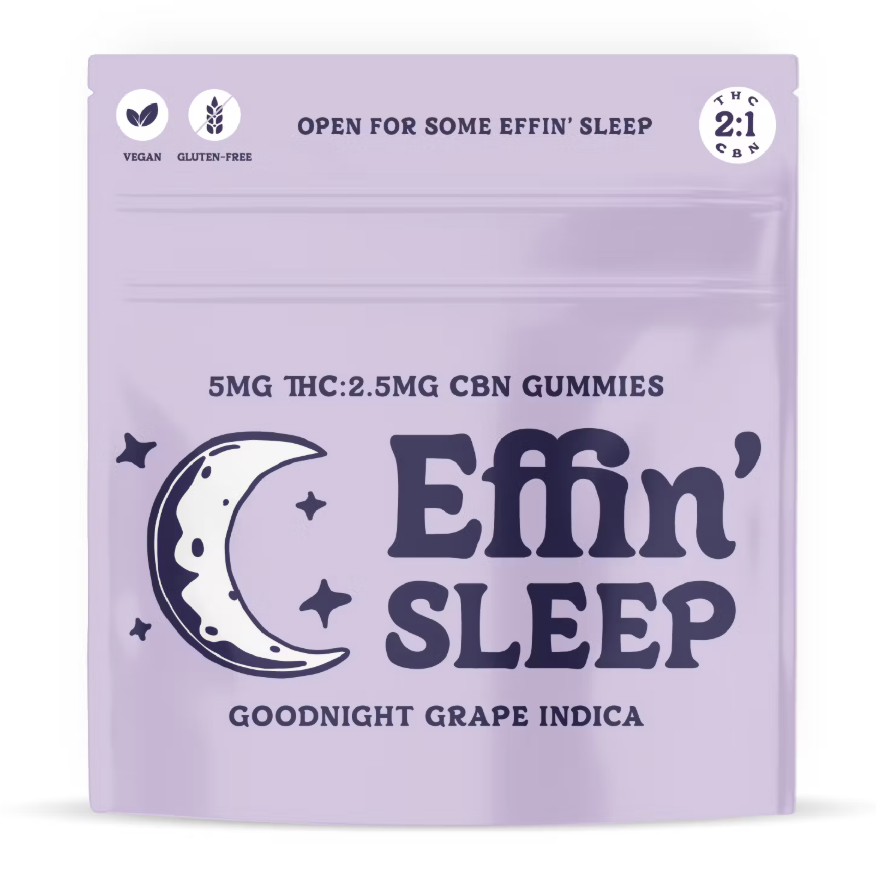 Photograph of product: EFFIN'SLEEP GOODNIGHT GRAPE 2:1 CBN 10PK GUMMIES 100MG