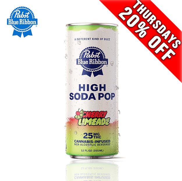 Photograph of product: Pabst Blue Ribbon - Cherry Limeade Soda Pop - 25mg TH-oui - Single