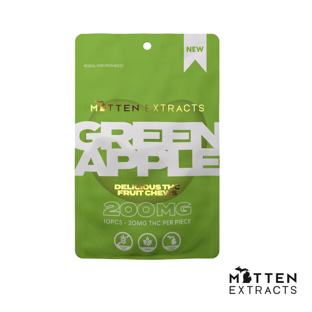Photograph of product: Mitten 200mg Gummies | Green Apple - Hybrid
