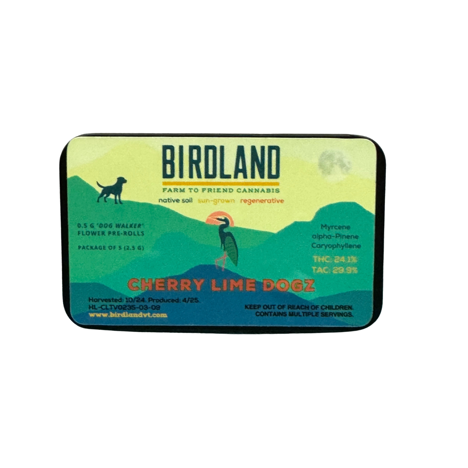 Photograph of product: Cherry Lime Dogz | Pre-rolls 1/2g-5pk | Birdland