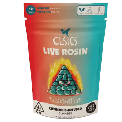 Photograph of product: Blackberry Fire Rosin Infused [H]   100mg Gummy   Clsics