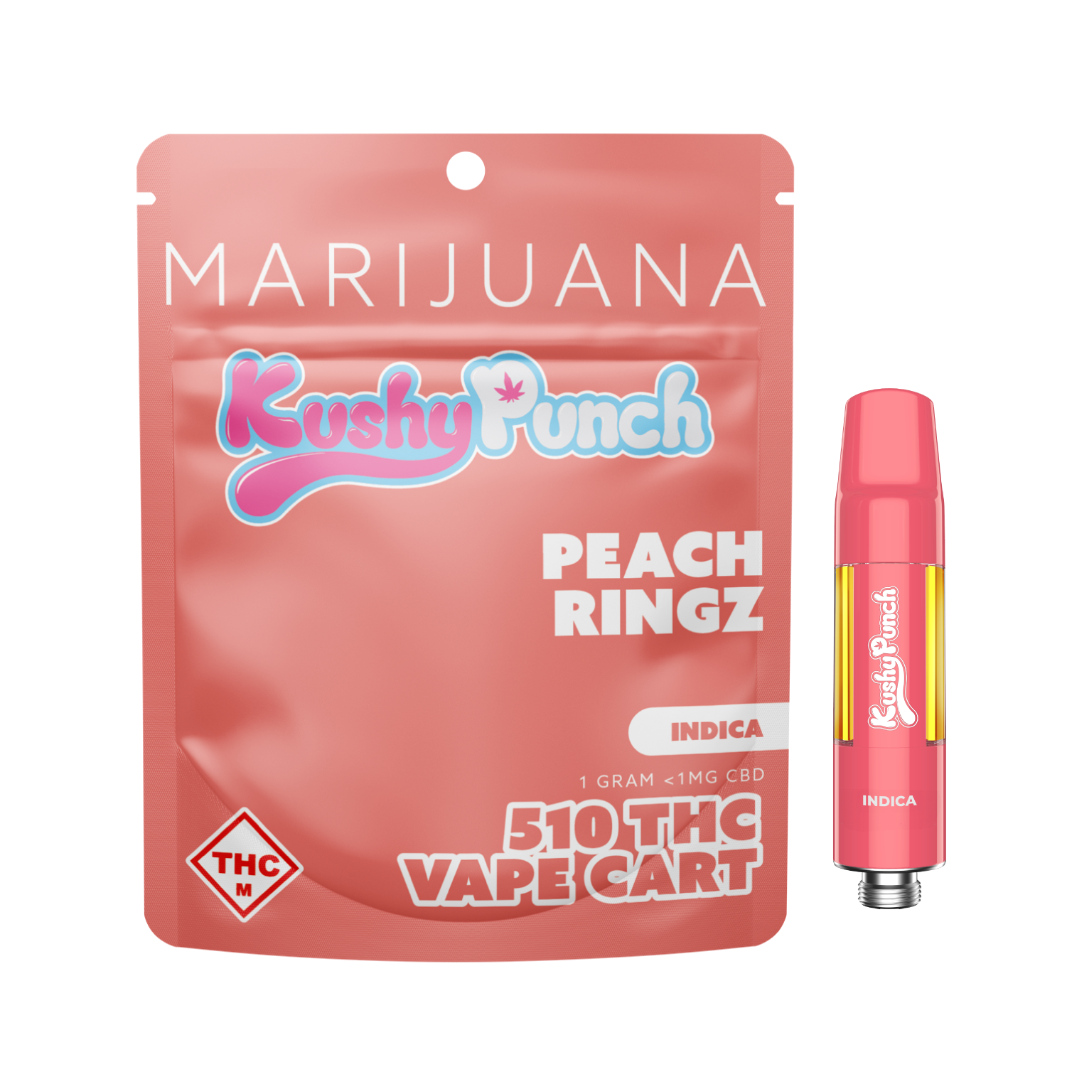 Photograph of product: KUSHY PUNCH - CART DISTILLATE - 1G - PEACH RINGZ - Oui'd