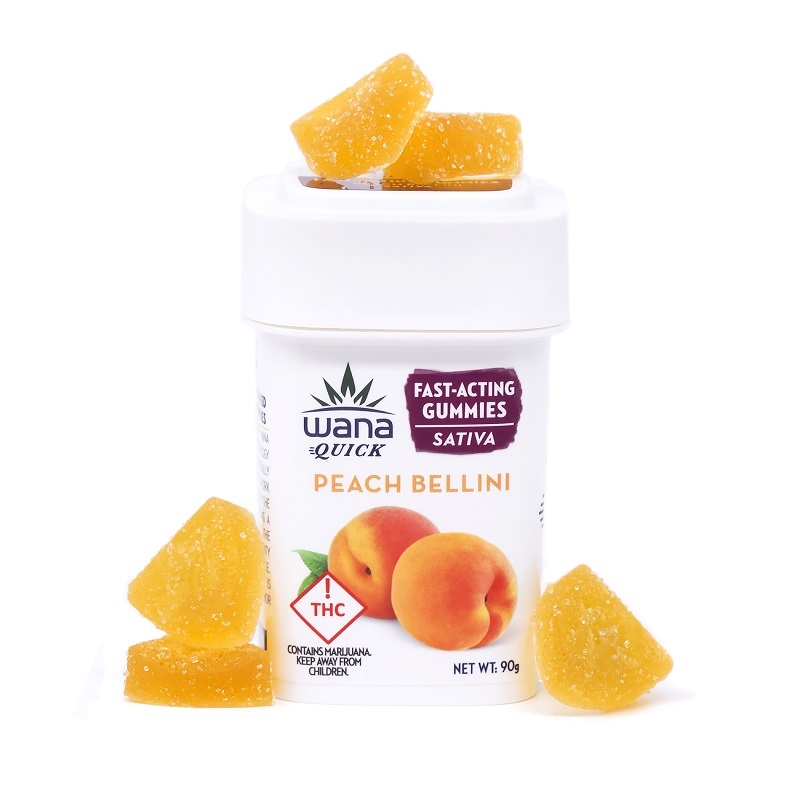 Photograph of product: Wana 100mg Gummies (S) QUICK PEACH BELLINI
