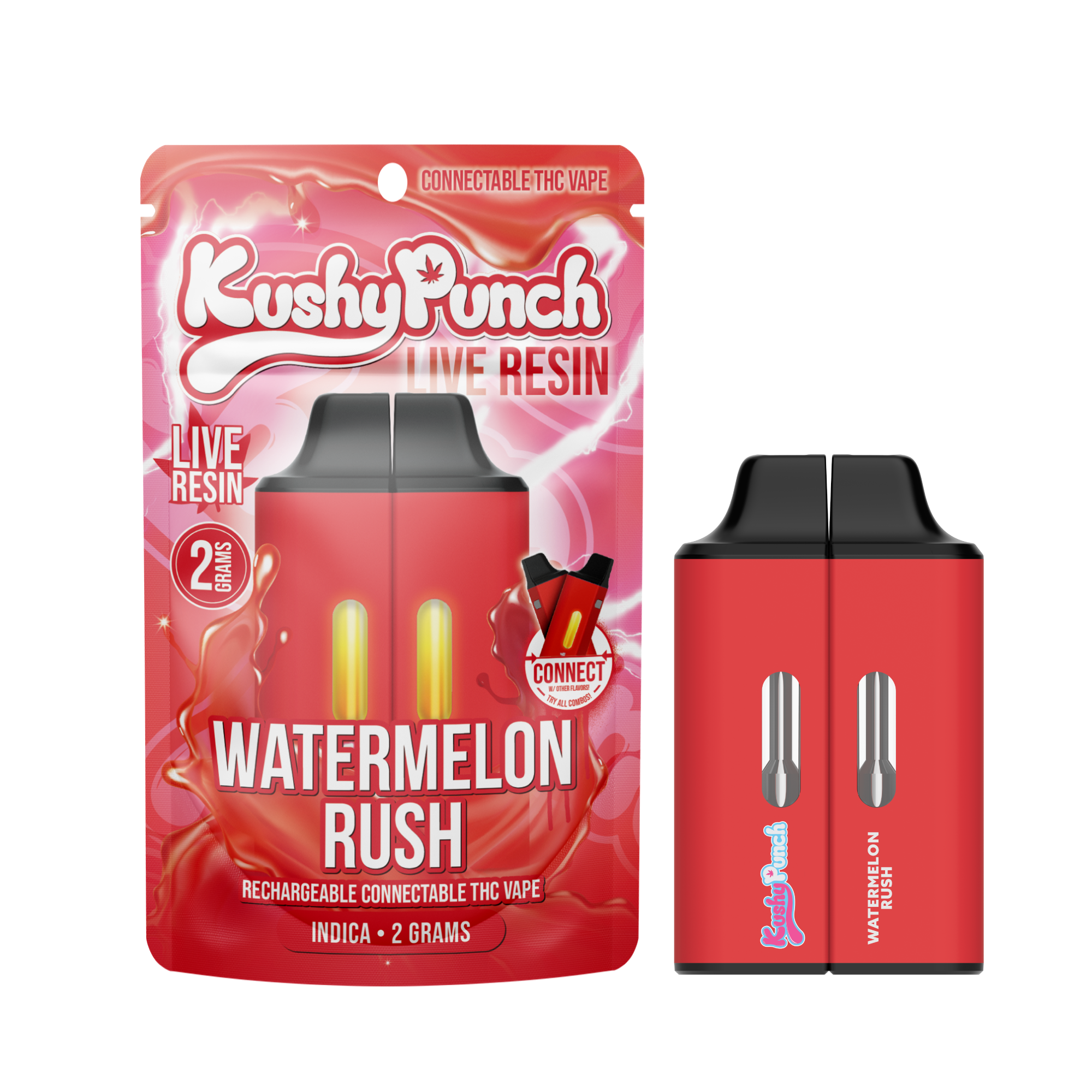 Photograph of product: Kushy Punch Live Resin Disposable Click Watermelon Rush