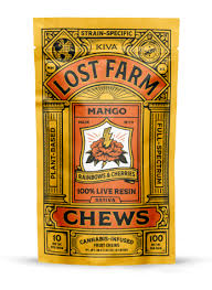 Photograph of product: CL Kiva Lost Farm Live Resin Fruit Chews - Mango X Rainbows & Cherries 100mg (10pk)