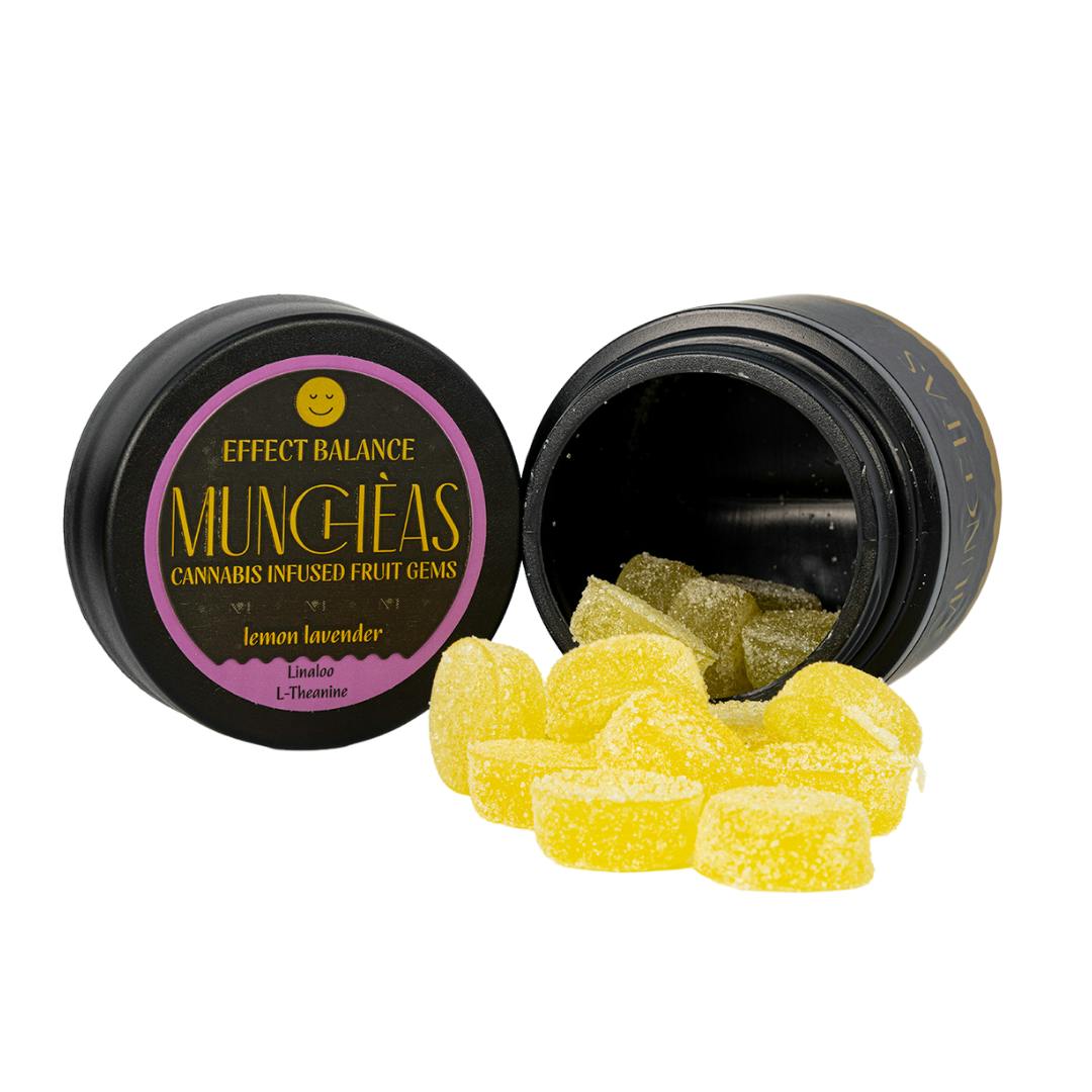 Photograph of product: Muncheas Balance Gummies (100mg) Lemon Lavender