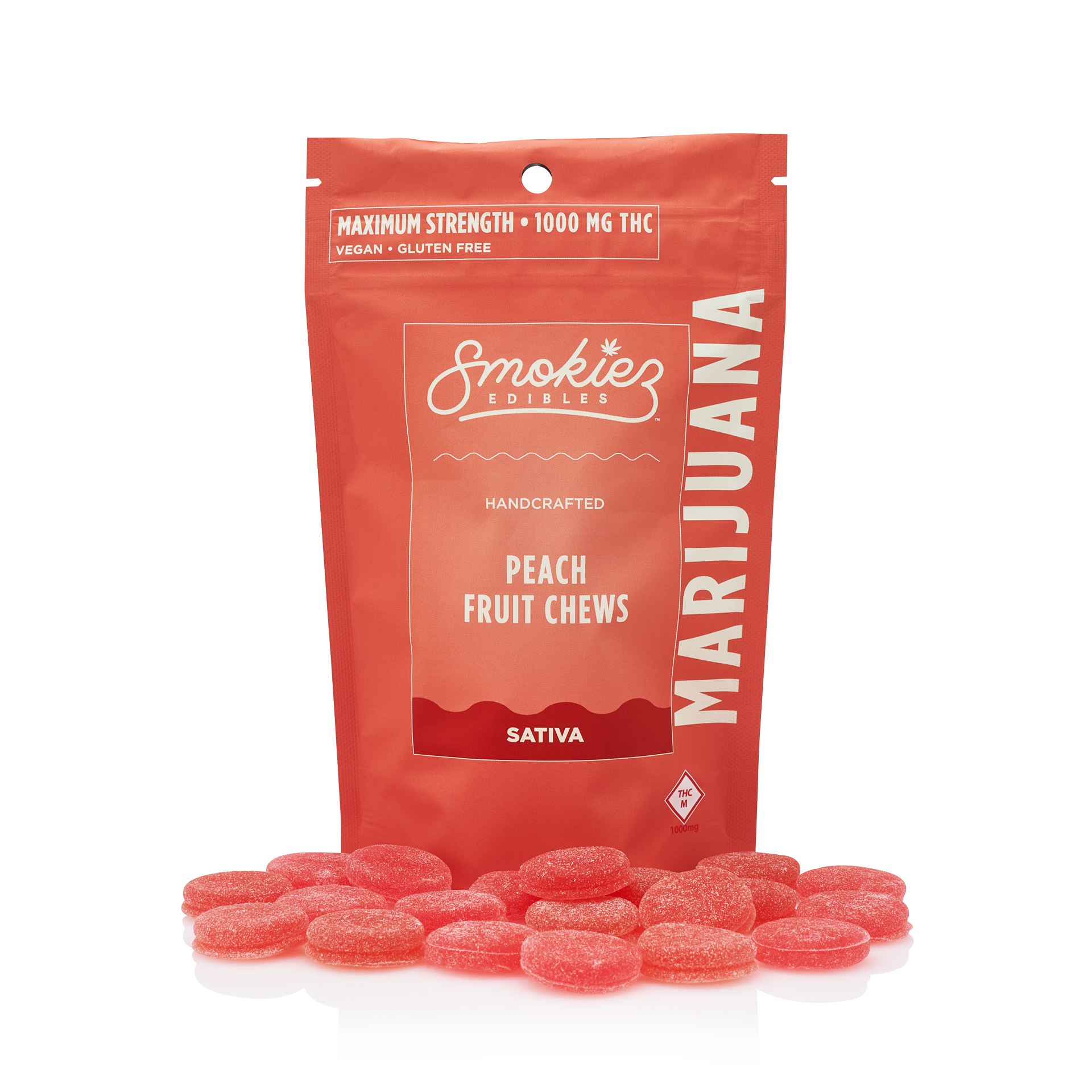 Photograph of product: SMOKIEZ - GUMMIES - 1000MG - 20PK - PEACH - Oui'd