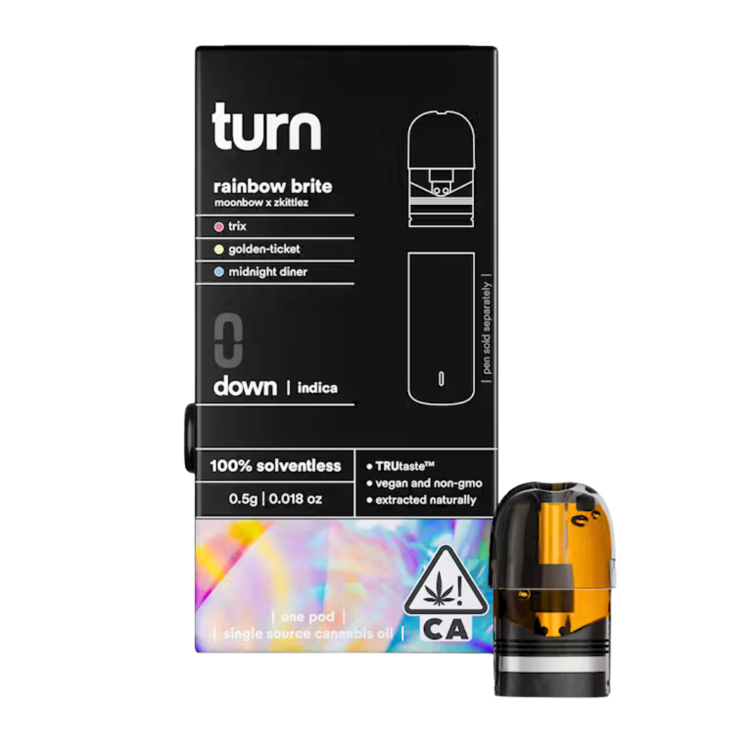 Photograph of product: RAINBOW BRITE SOLVENTLESS LIVE ROSIN TURN DOWN POD