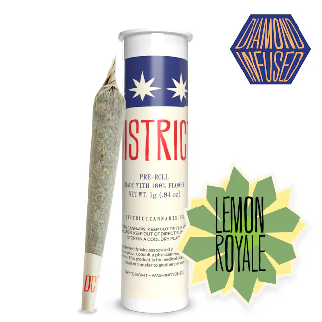 Photograph of product: District Oui'd - Lemon Royale - Diamond Infused Preroll