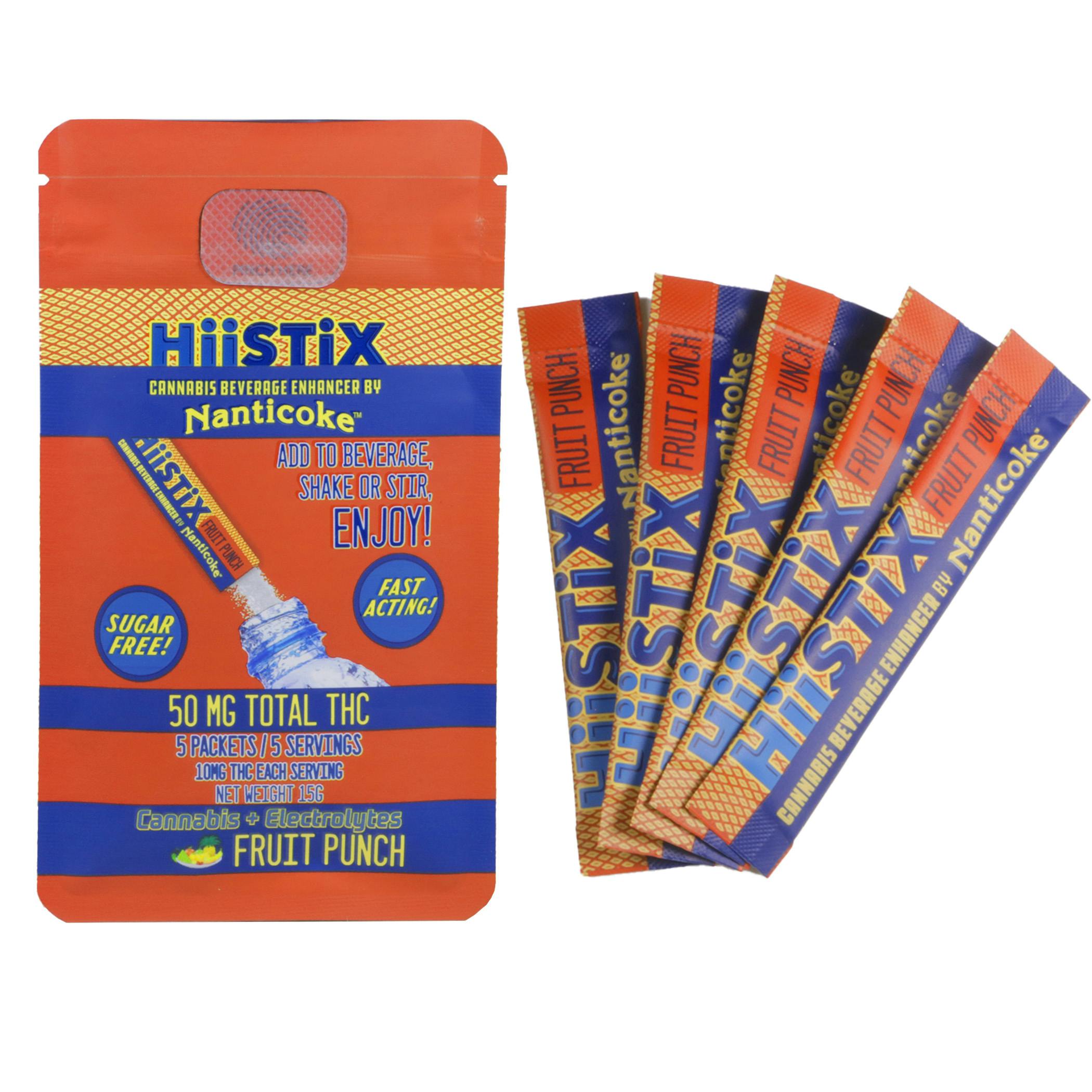 Photograph of product: Nanticoke - Hiistix Fruit Punch 10mg 5pk Beverage Powder