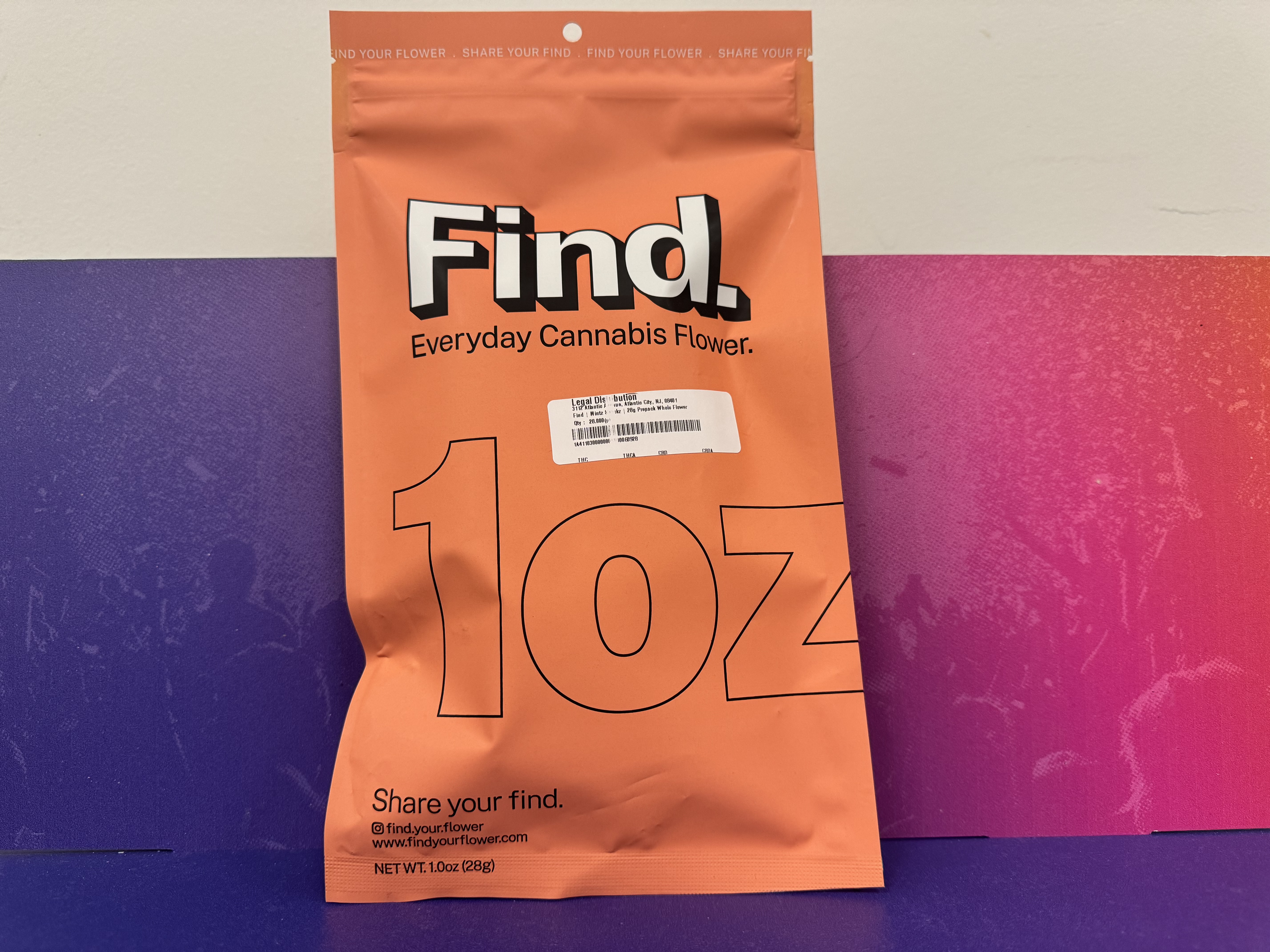 Photograph of product: Find | Mintz Snackz | 28g Prepack Whole Flower