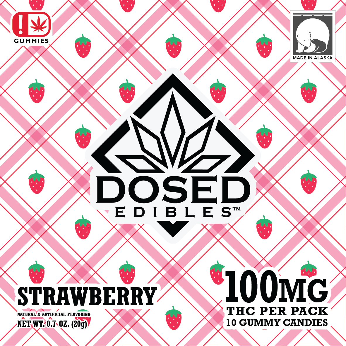 Photograph of product: Dosed Edibles Gummies | Strawberry | 100mg | 10pk