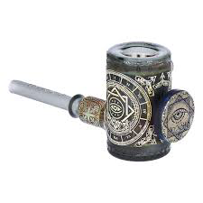 Photograph of product: Lookah Glass | Sacred Eye Black Etched | Hammer Glass Pipe | 7"