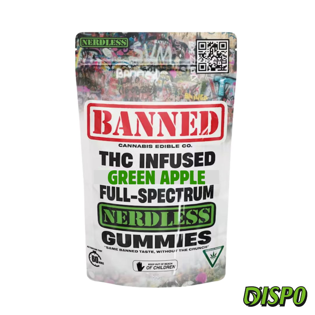 Photograph of product: Banned: Singles - Green Apple Nerdless 200mg Gummy
