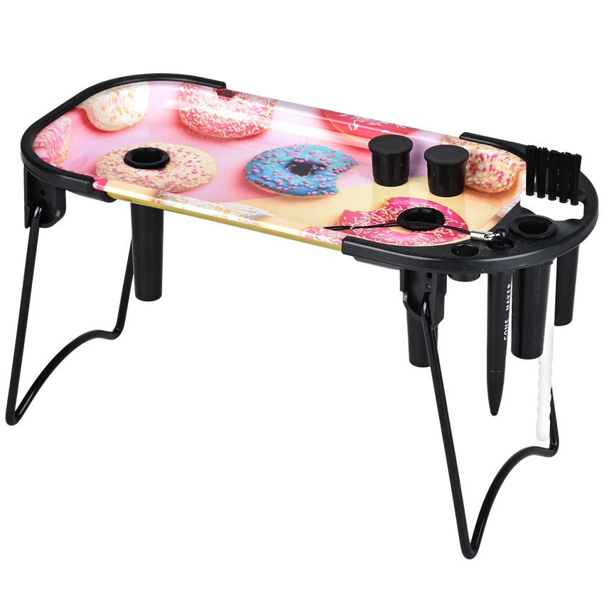Photograph of product: Elevated Metal Rolling Tray & Cone Loader Kit | Donut | 9.25"x 4.2"
