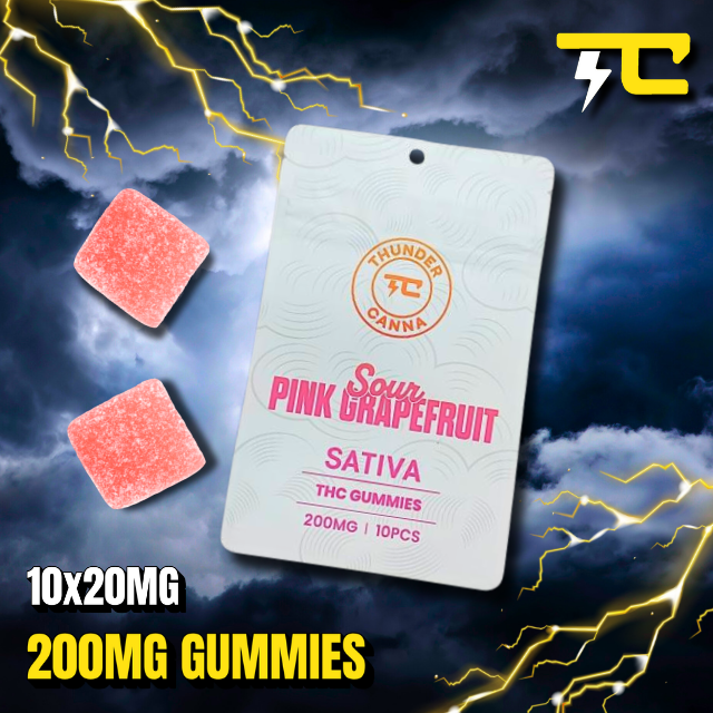Photograph of product: PINK GRAPEFRUIT SOUR GUMMIES 200MG