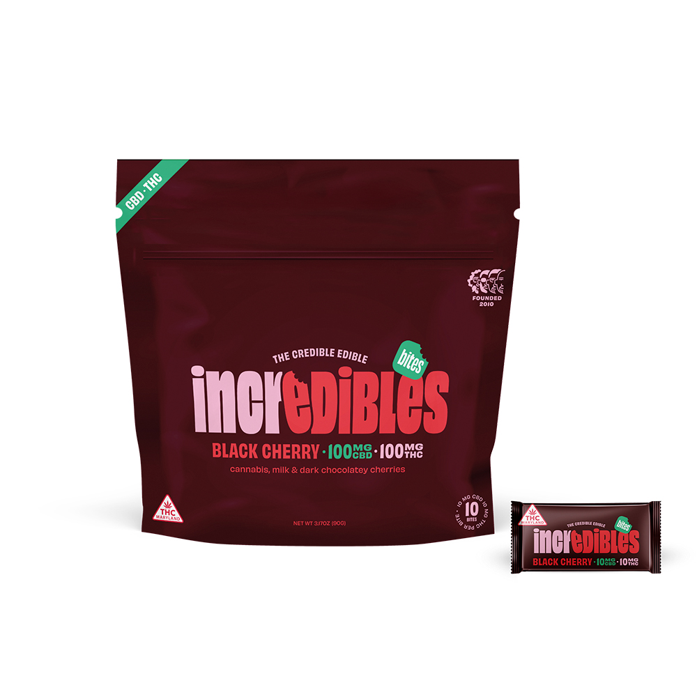 Photograph of product: Black Cherry Chocolate Bites 1:1 (CBD:TH-oui) 10mg 10pk | 100mg