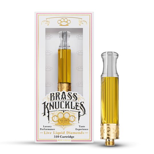 Photograph of product: Brass Knuckles | Gas Face | Live Liquid Diamonds | Oil Cartridge