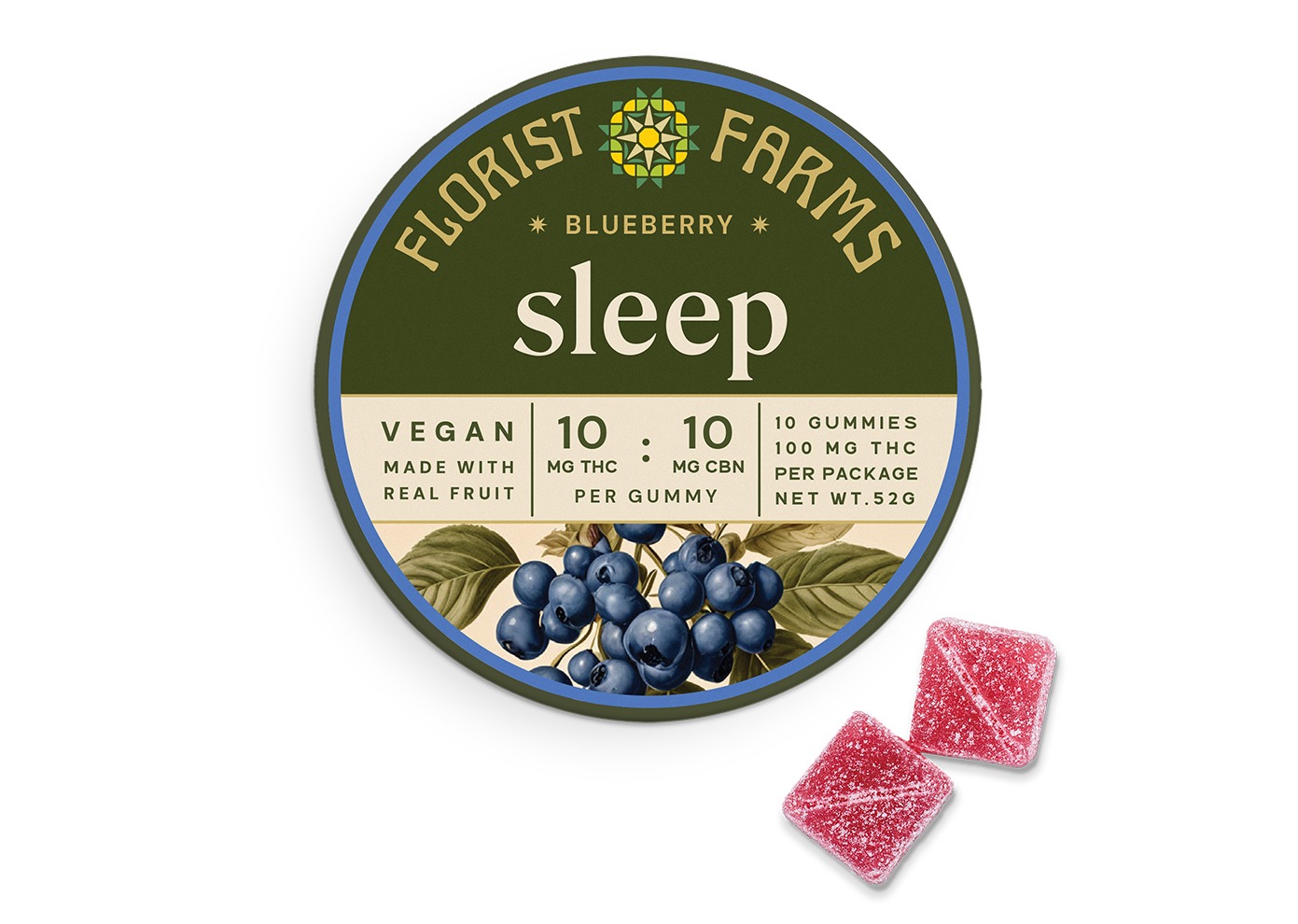 Photograph of product: Florist Farms | Sleep | Blueberry | 1:1 TH-oui / CBN | 10pk