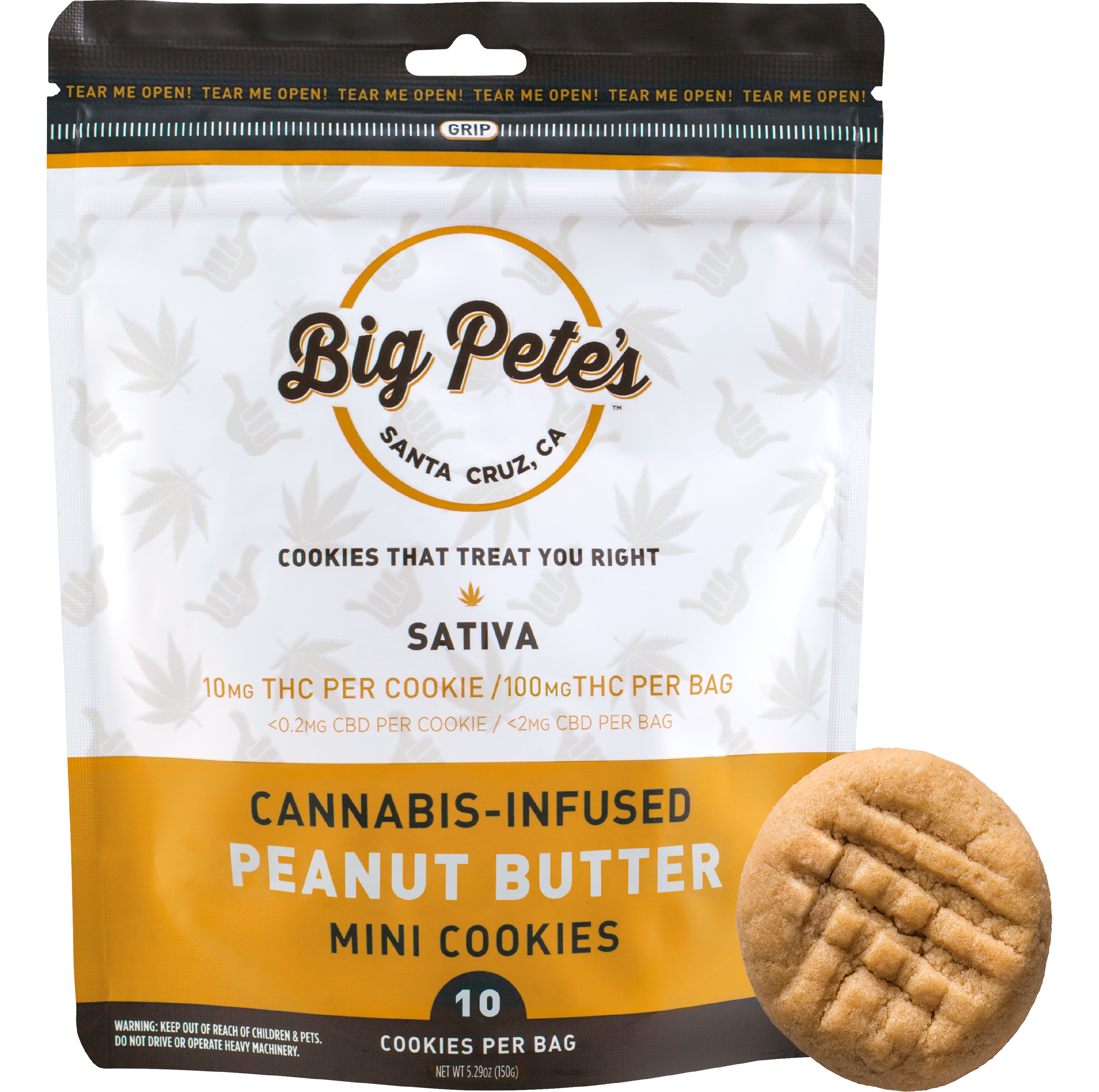 Photograph of product: Big Pete's 200mg 10pk Oui'd Mini Peanut Butter Cookies