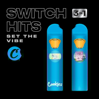 Photograph of product: 3-in-1 Dual Chamber Pen | Cookies | London Pound Cake + Hawaiian Rain
