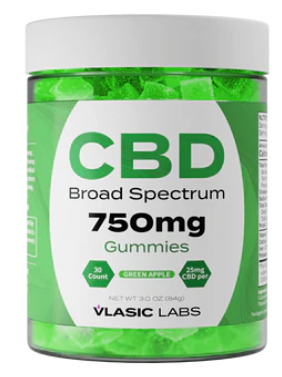 Photograph of product: Vlassic Labs | Broad Spectrum CBD | Green Apple | Gummies | 30pc. | 750mg