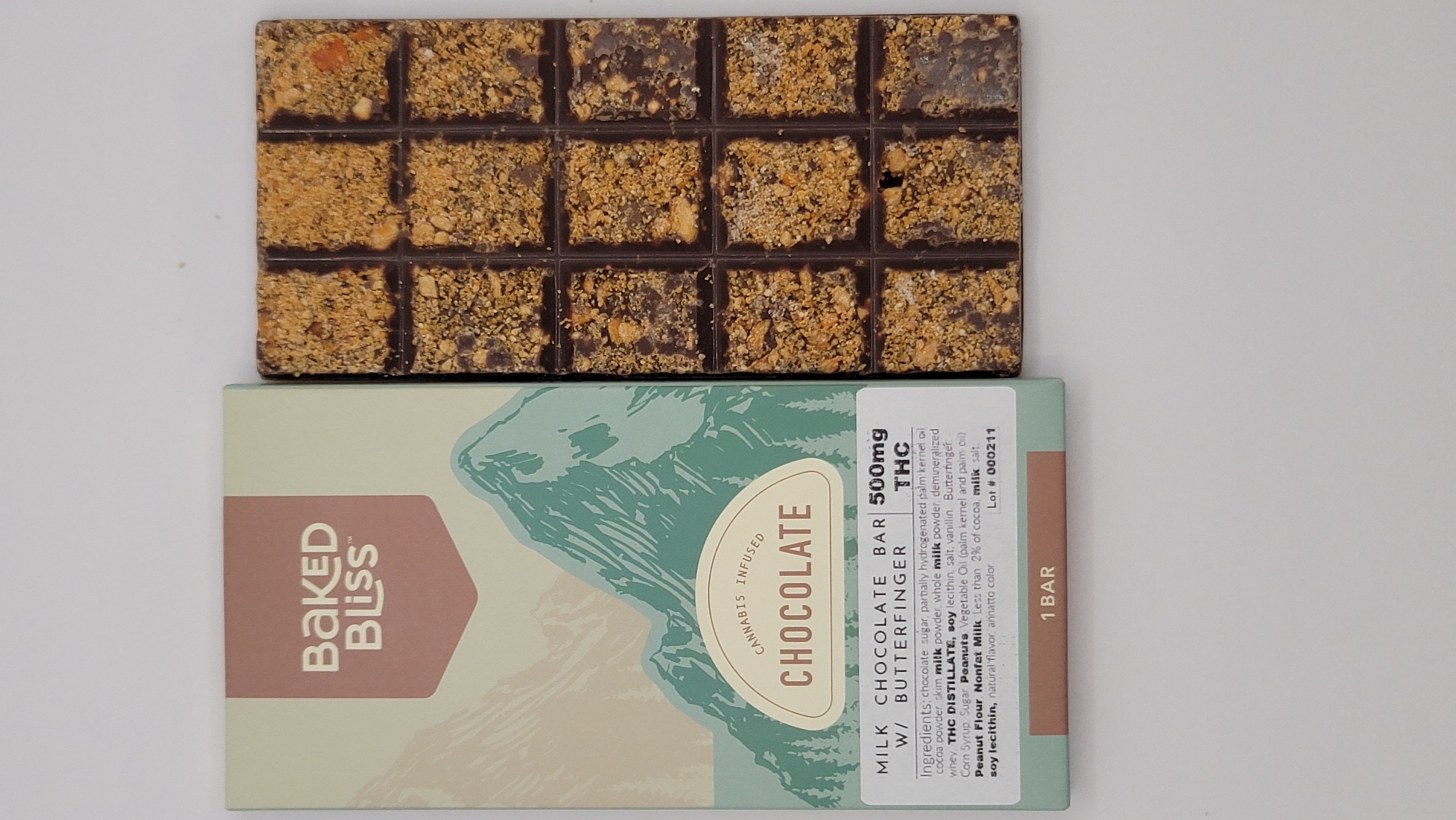 Photograph of product: Milk Chocolate Bar w/ Crispy Peanut Butter Pieces. . Baked Bliss