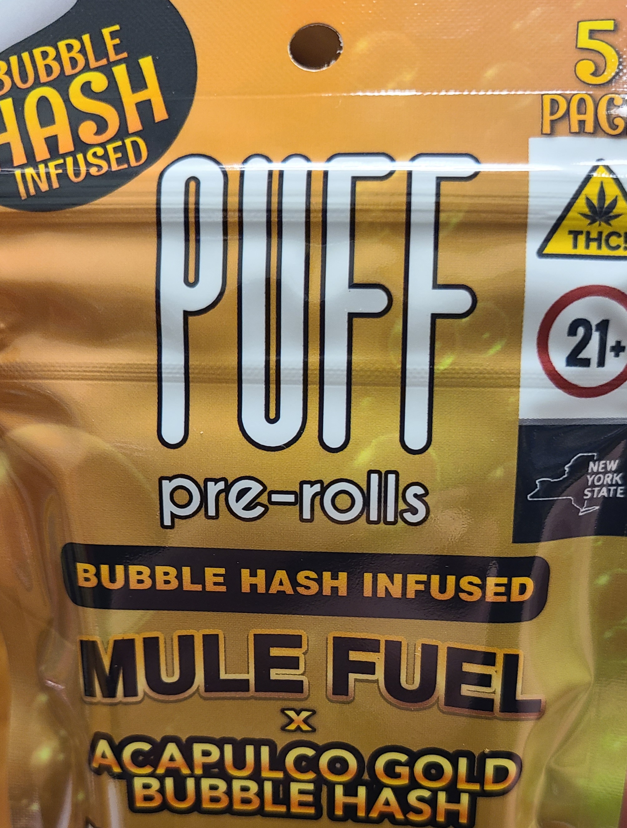 Photograph of product: Puff | Mule Fuel x Acapulco Gold | au chocolat Infused Pre-Rolls | 5 pack