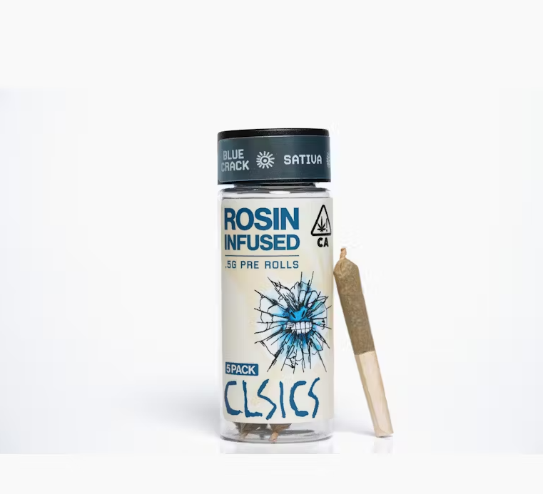 Photograph of product: CLSICS - 5ct Rosin Infused Pre Rolls - Blue Crack
