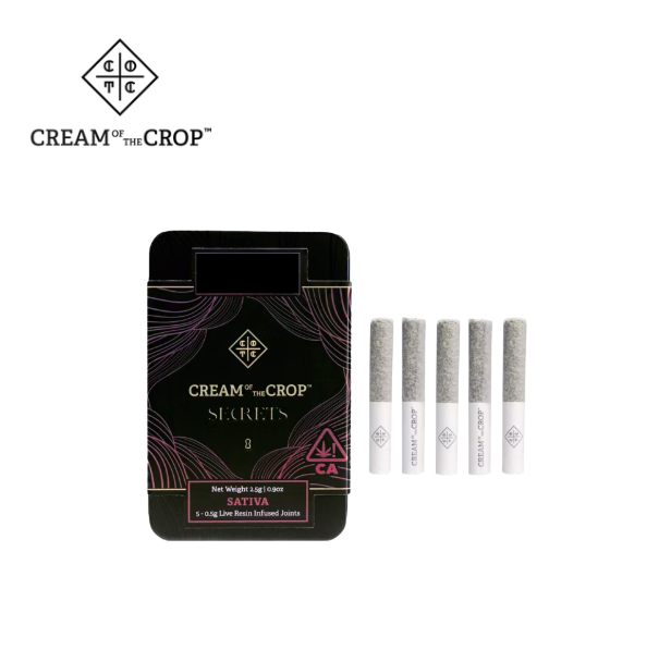 Photograph of product: WHITE DURBAN 2.5G LIVE RESIN INFUSED 5 PACK PREROLLS
