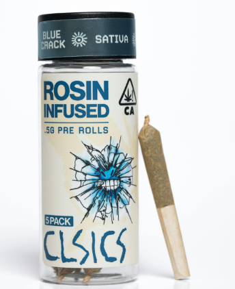Photograph of product: Clsics | Blue Crack 5 Pack .5g Rosin Infused Pre-rolls | 2.5g