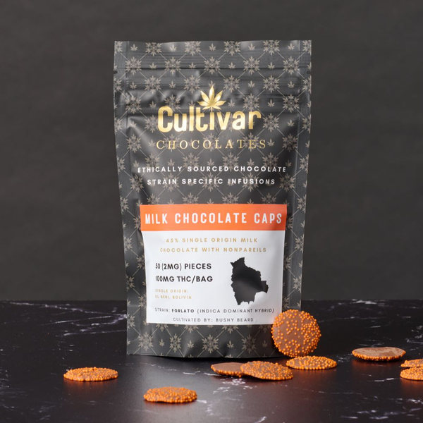 Photograph of product: Cultivar Chocolates | 100mg TH-oui Chocolate Caps | Milk Chocolate