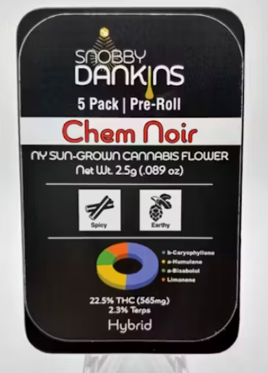 Photograph of product: Snobby Dankins | Chem Noir | Pre-Rolls (5 pack)