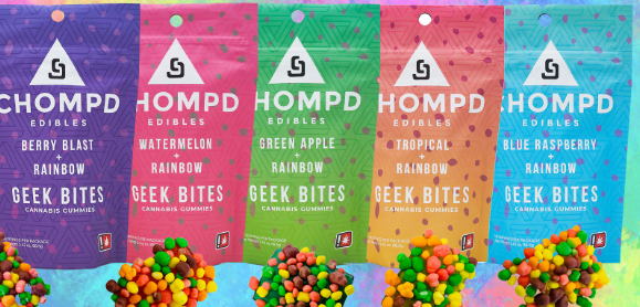 Photograph of product: Gummy - Chomp'd 10pc (B) - GREEN LEAF SPECIAL - Green Apple + Rainbow