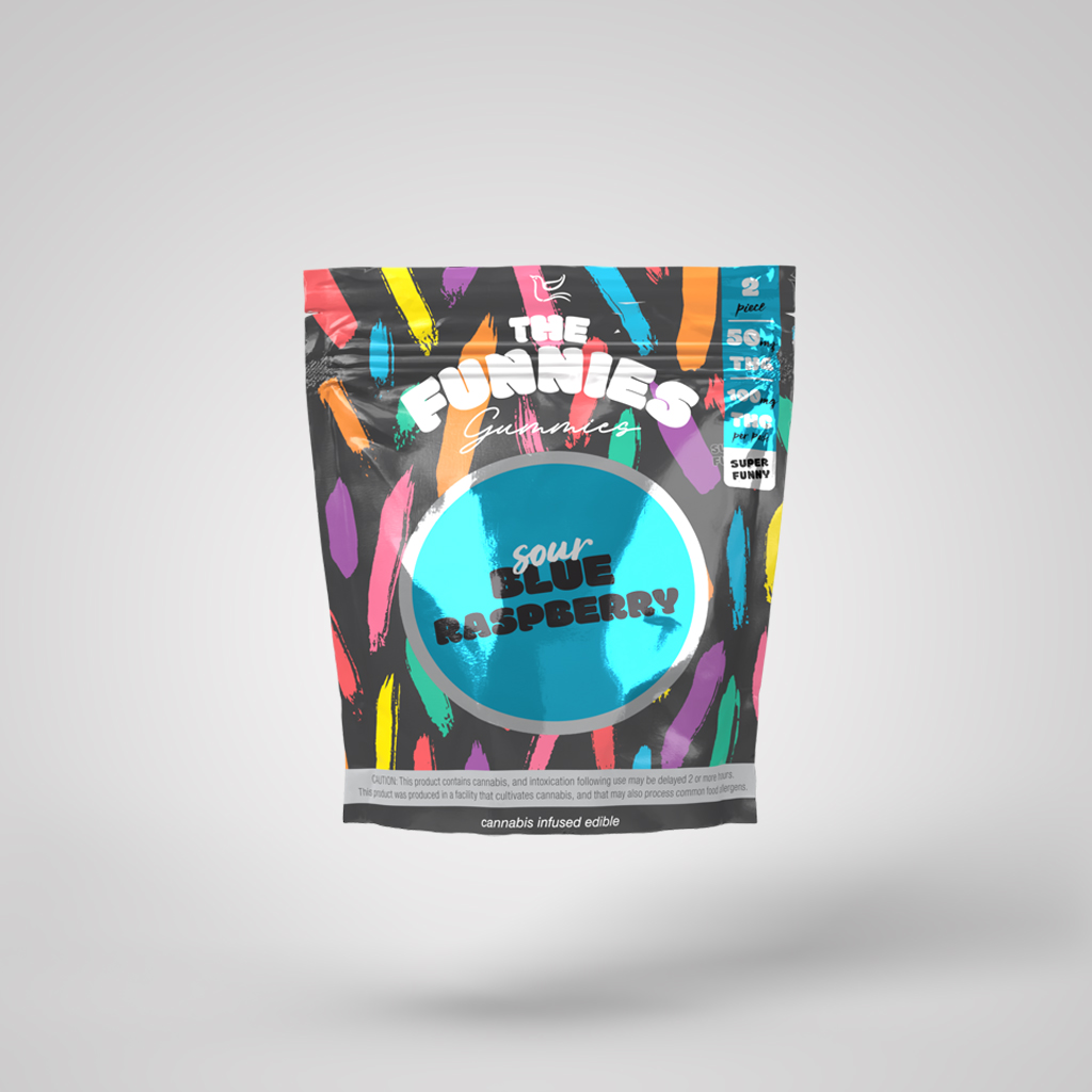 Photograph of product: Sour Blue Raspberry Gummies 100mg (50mg ea | 2-Pack)