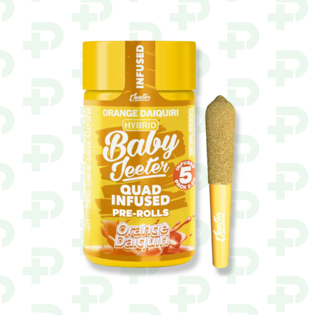 Photograph of product: Baby Jeeter 5 Pack Quad Infused Prerolls - Orange Daiquiri