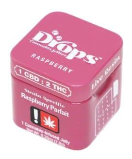 Photograph of product: Drops Edibles - Raspberry - 1 CBD:2 TH-oui 2-pack (100mg)