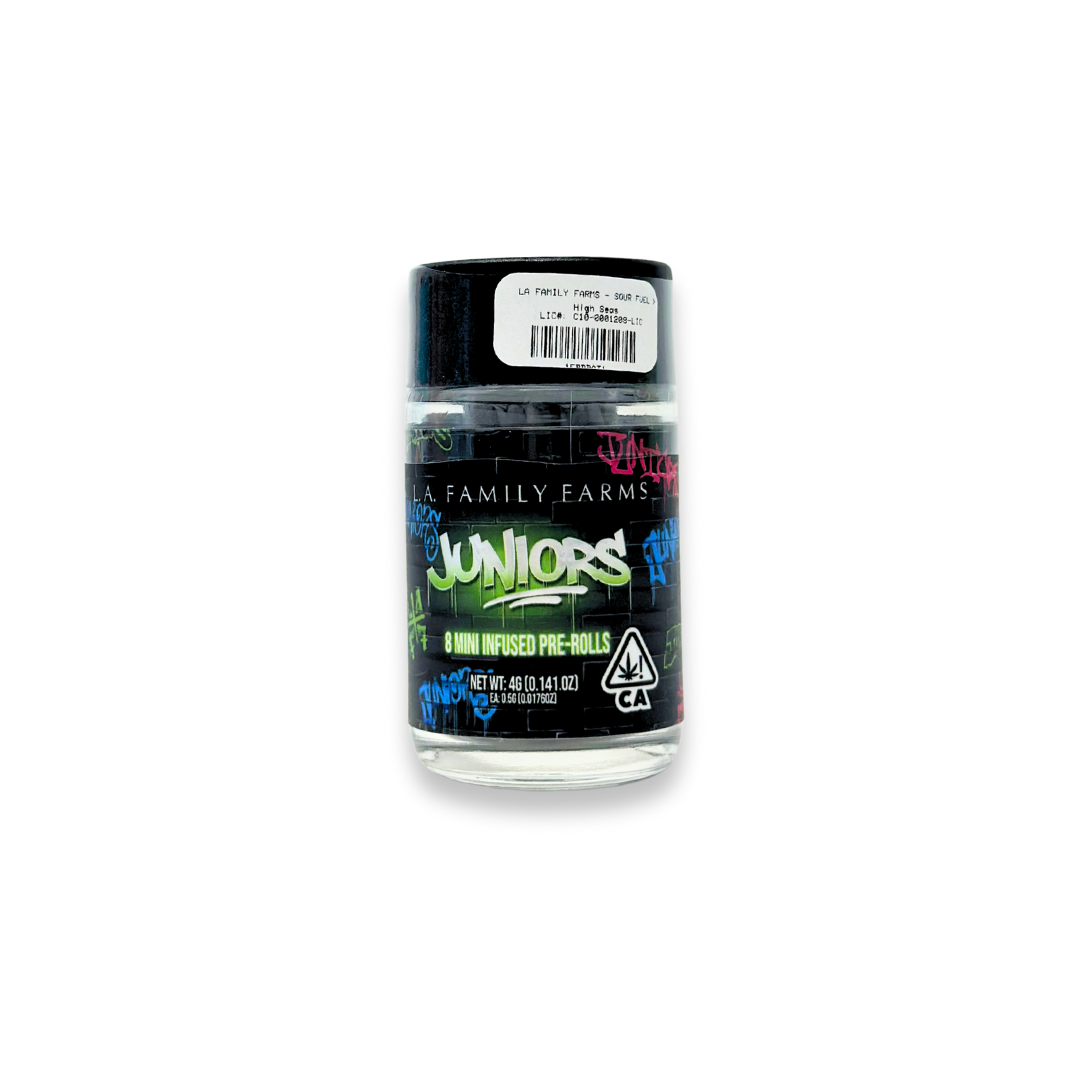Photograph of product: LA Family Farms - Juniors - Sour Fuel x Sour Fuel H - Infused Preroll Pack - 8pk - 4.0g
